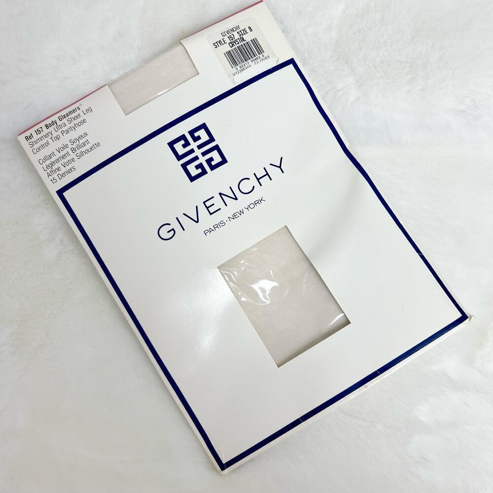 Vintage NEW GIVENCHY White Crystal Shimmery Ultra Sheer Control Top Pantyhose